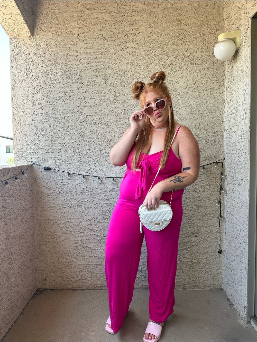 boohoo hot pink romper Like New